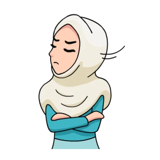 mujer joven, chica hijabe, enfermera de hijaba, hijab musulmán, dibujo musulmán