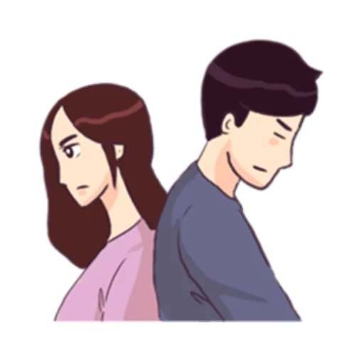 asiatique, certain, un couple, dessins de couples, couples amoureux