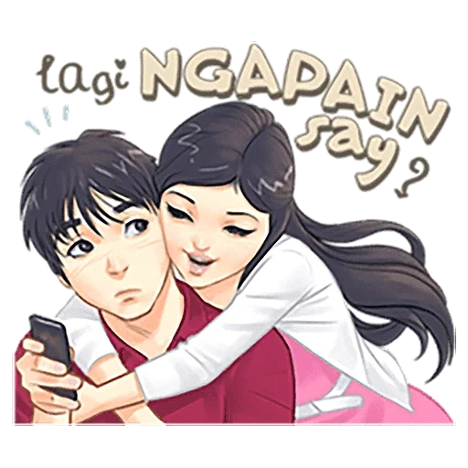anime yang lucu, kisah cinta sejati, lukisan pasangan, anime watsap love, luwo sasa english language line