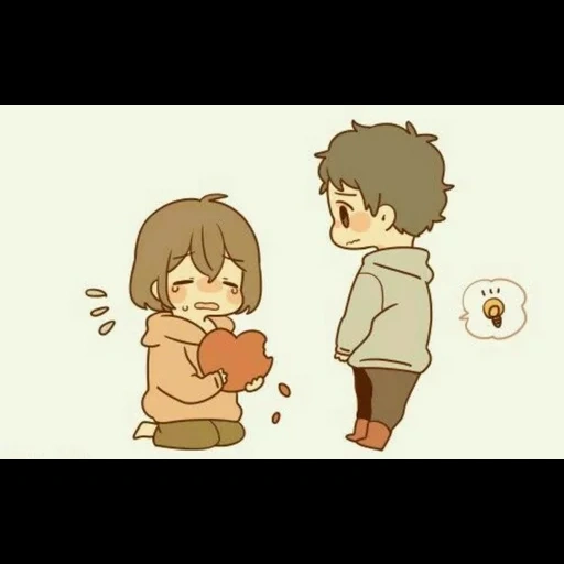 figure, lovely cartoon, cute cartoon couple, chibi lovers are cute, cartoon is cute