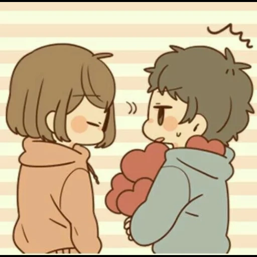 animación linda, frank remark, pareja de chibi, patrón lindo de animación, hermosa pareja pintada