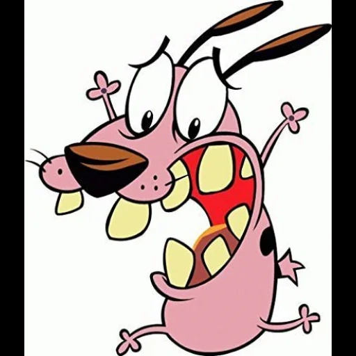 perro rosa, caricatura divertida, perro tímido, coraje cobarde perro dvd, coraje perro cobarde houston