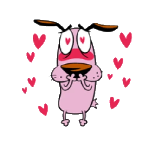 funny, pink dog, cartoon dog, der schüchterne hund, mut ist ein feiger hund