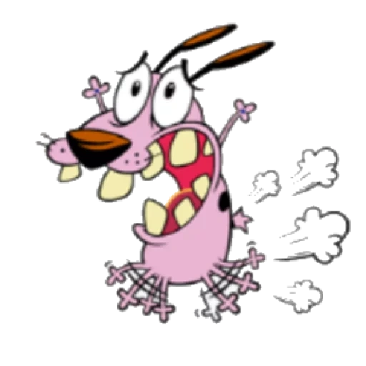 timid courage, a timid dog, courage is a cowardly dog, sketch of a dog with cowardly courage, courage and cowardice dog toy