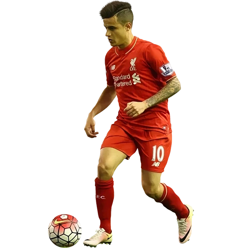 football players, coutino liverpool, philippe koutinho portrait, liverpool without background football players, football player philippe coutinho drawing