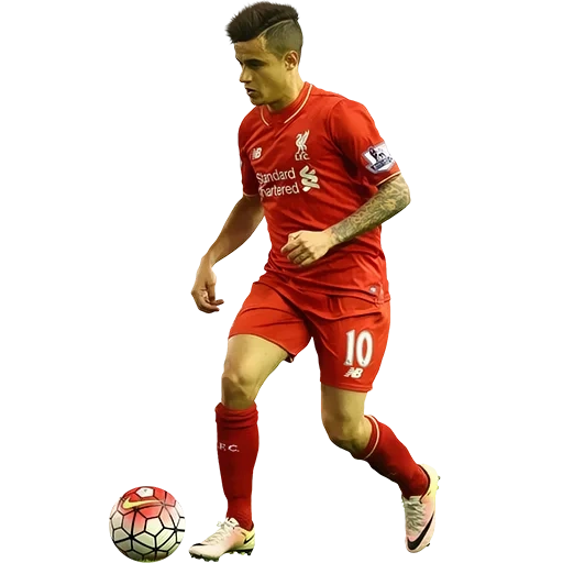 football player, coutinho liverpool, porträt von philippe coutinho, fußballspieler ohne hintergrund in liverpool, fotos von fussballspieler philippe coutinho