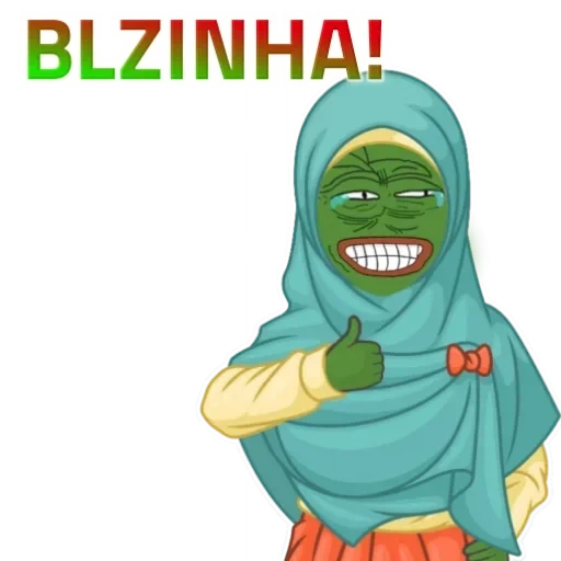 pepe, menina, garota de capa, lenço de cabeça de mulher muçulmana, sapo pepe muçulmano