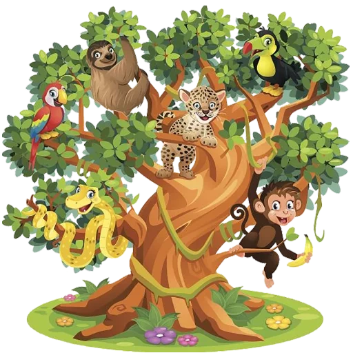 лукоморья дуб, дерево клипарт, пазлы деревья детей, дерево у лукоморья дуб, мультяшные животные дереве