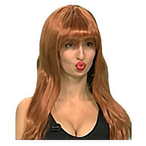 female, girl, wig red, beautiful woman, red fringe wig
