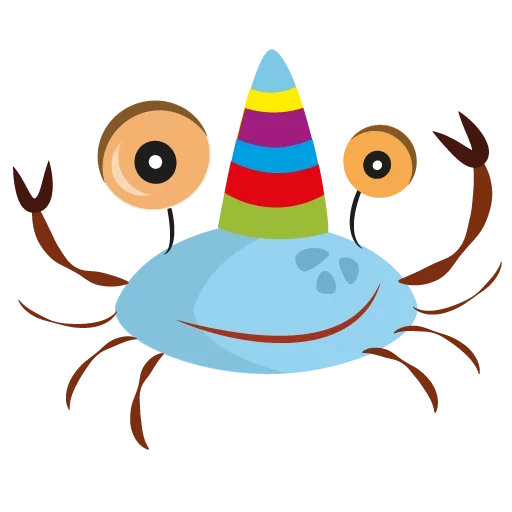 crabe, insectes drôles, illustrations vectorielles, gilet de dessin animé de crabe, vecteur des yeux de crabe de mer