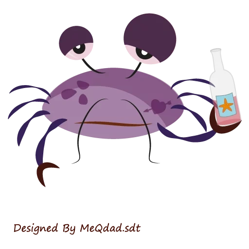 crabe, crabe doodle, crabe clipart, araignée ivre, crabe violet