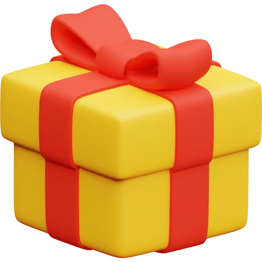 подарок, подарок 3д, желтая подарочная коробка, подарок коробка, смайл подарок
