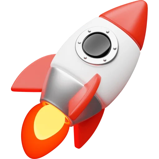 rocket on a white background, cartoon missile, rocket, rocket emoji, stylized rocket