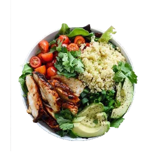 bowl kinoa, makan malam yang sehat, hidangan makanan, hidangan diet sehat, sepiring makanan sehat