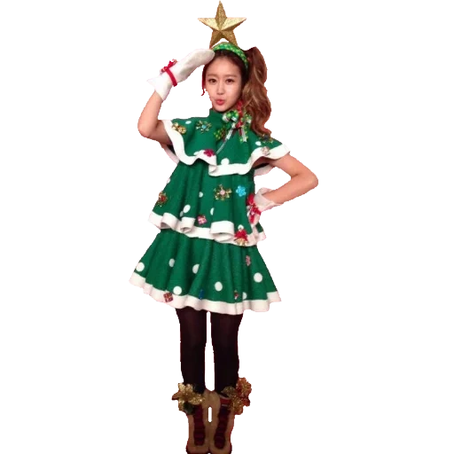 costume abete, ragazza con un abito di un albero di natale, il costume dell'albero di natale della ragazza, abito per bambini dell'albero di natale, il costume dell'albero di natale di capodanno