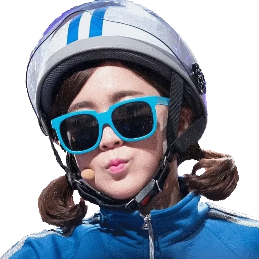 asian, female, girl, girl's helmet, a funny girl