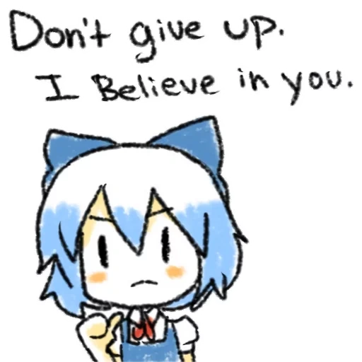 animation, morning, cartoon cute pattern, touhou hisoutensoku, cirno don't give up i believe in you