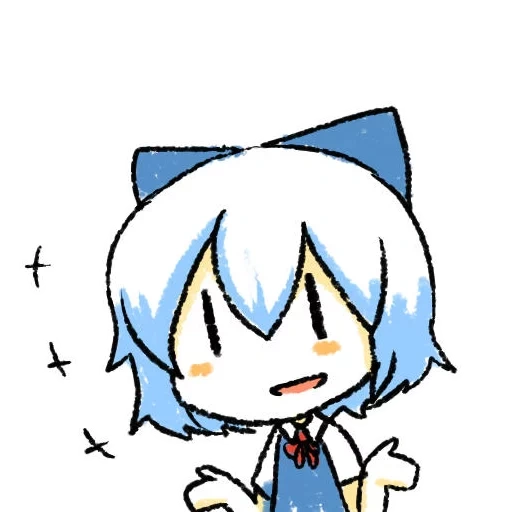 red cliff, cirno shrug, animation funny, cartoon cute pattern, touhou hisoutensoku