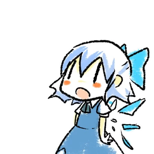 cirno touhou, head and back animation, animation funny, touhou hisoutensoku