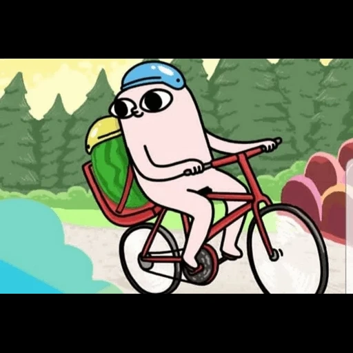 anime, human, on a bicycle, sarah and duck, ketnipz toy