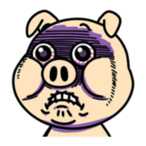 linha, funky, porco, rosto de porco, sorria porco com símbolos