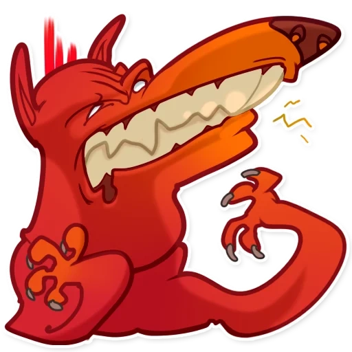 сумасшедший, красный дракон мультяшный, злой мультяшный дракон красного цвета