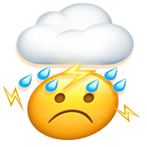 loca, cara de loco, tormenta de tormenta, explosión de emoji, nube de emoji