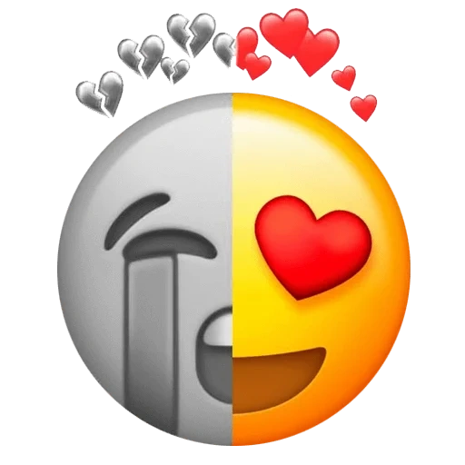 emotion love, emoji paket hati, emoji patah hati, patah hati tersenyum, senyum patah hati