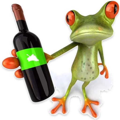 frog, bouteille de crapaud, vin de grenouille, frog flacons, grenouille à fond blanc