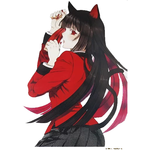 yumiko neiko, hutan persik, anime neko, anime cak guri, yumeko kakegurui