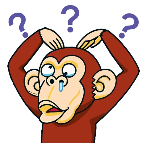 la scimmia, la scimmia pensa, domanda della scimmia, illustrazione smart monkey, scimmia pazza gratis