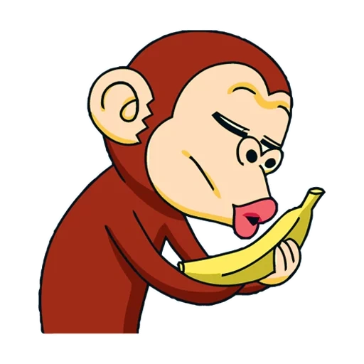 junge, lustiger affe, affe george, der affe isst eine banane, neugieriger george monkey