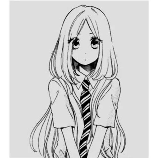 manga fille, dessins de mangas, imprimés d'anime, l'anime est blanc noir, anime imprimés noire blanc