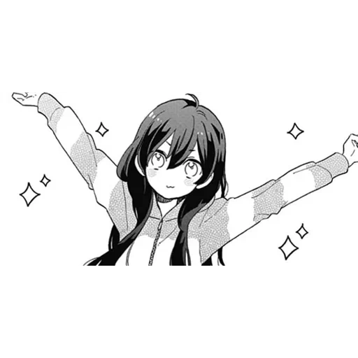 anime, imagen, boceto de anime, dibujos de anime, anime girl levaded hands