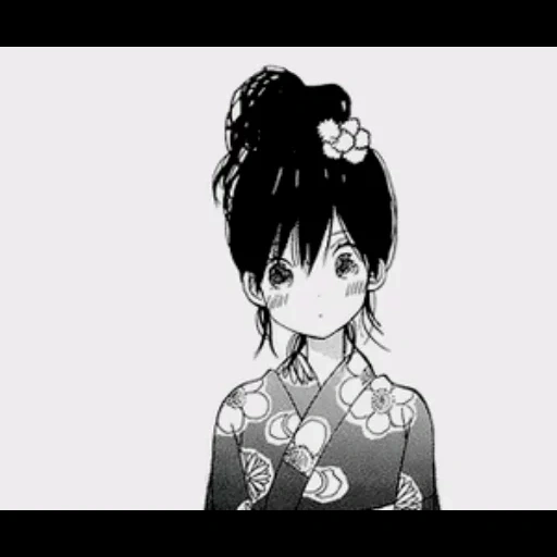 image, dessins de mangas, art khotaro oreki, l'anime est blanc noir, la fille a loué des mangas