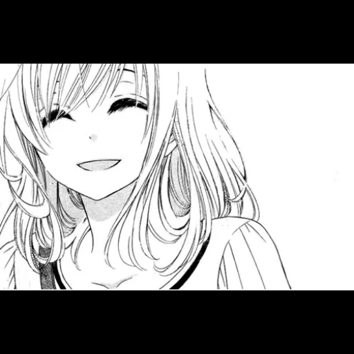 рисунок, манга аниме, аниме улыбка чб, аниме девушки чб, аниме рисования улыбающиеся