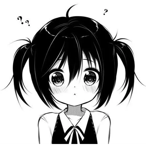 anime, picture, anime drawings, anime is black white, anime the girl's face
