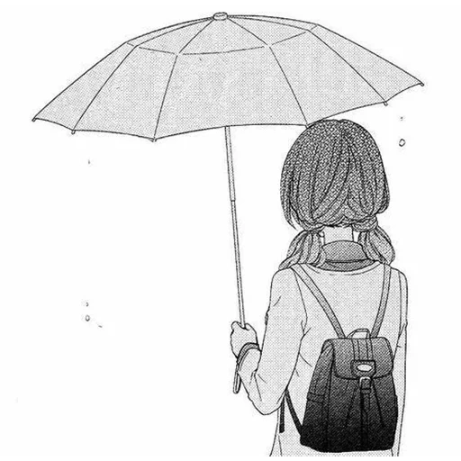 disegni anime, disegni di schizzi, sryzovs sono tristi, ragazza con uno schizzo con un ombrello, i disegni sono tristi