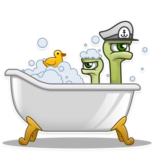 banheira, banho de espuma, banho de pato, caracol vasap, cartoon banheira