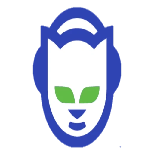 napster, sinal, logo azul, logo minimalista, fones de ouvido de gato logo