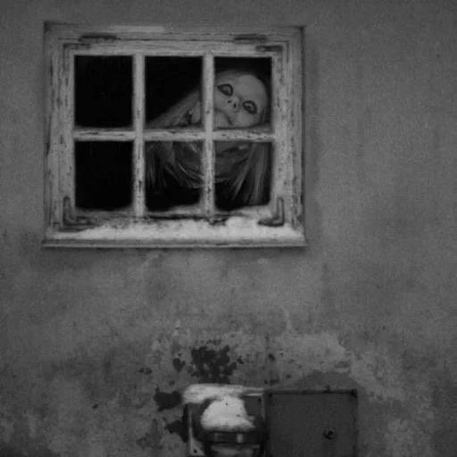 creepypasta, страшное окно, жуткое искусство, искусство ужасов, страшное лицо окне