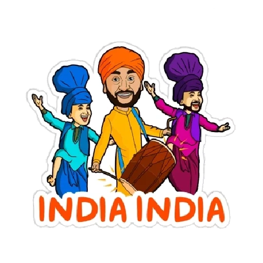 bhangra, clipart, mujer joven, punjabi, ilustración