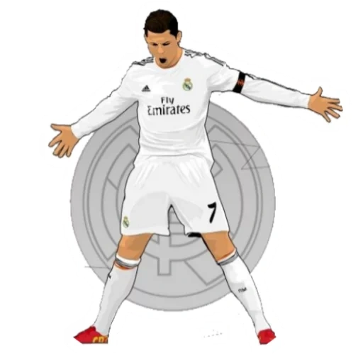 ronaldo, cristiano ronaldo, cristiano ronaldo's uniform, logo ronaldo real madrid, cristiano ronaldo football player white uniform