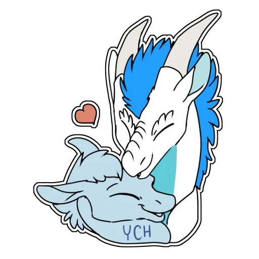 anime, blue dragon, dragon licorne, dragon, stickers dragon mignon