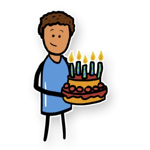 people, garçons, illustration, gâteau aux bougies, petit garçon
