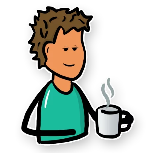 cup, human, hot coffee, cartoon boy, stock vector graphics