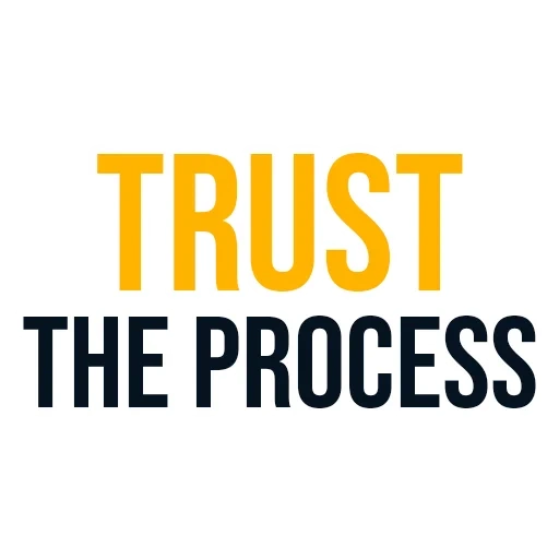 fiducia, logo, il processo, testo inglese, fidati del processo