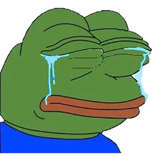 pepe is crying, sad pepe, the frog is sad, the color of a sad frog, crying frog pepe