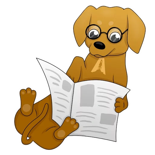 anjing dengan buku, anjing adalah binatang, anjing dengan surat, anjing kartun, ilustrasi anjing