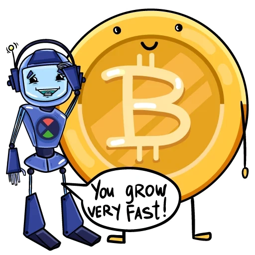 der roboter, die münzen, bitcoin, bitcoin moon